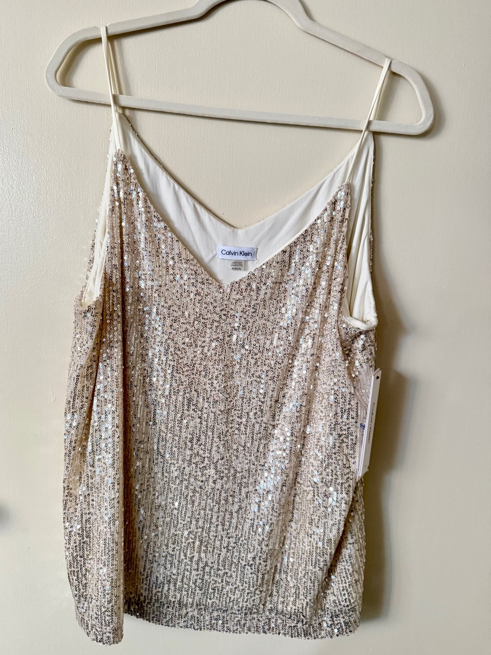 Calvin Klein Champagne Sequin Cami Tank